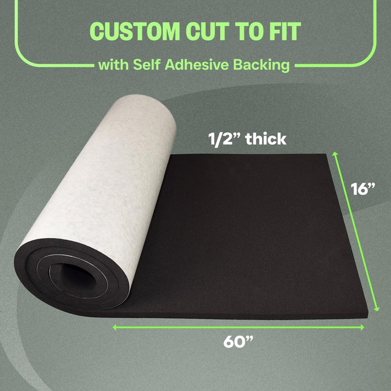 XCEL Marine Foam Roll with Self Adhesive â€“ Black, 60" x 16" x 1/2" Closed Cell Foam Rubber Water Resistant Padding Sheet â€“ Home, Marine, Garage, Automotive, Crafts & Cosplay (Black, 60" x 16" x 1/2") - Image 2